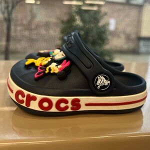 CROCS Kids Clogs - Black with Red and White Accents